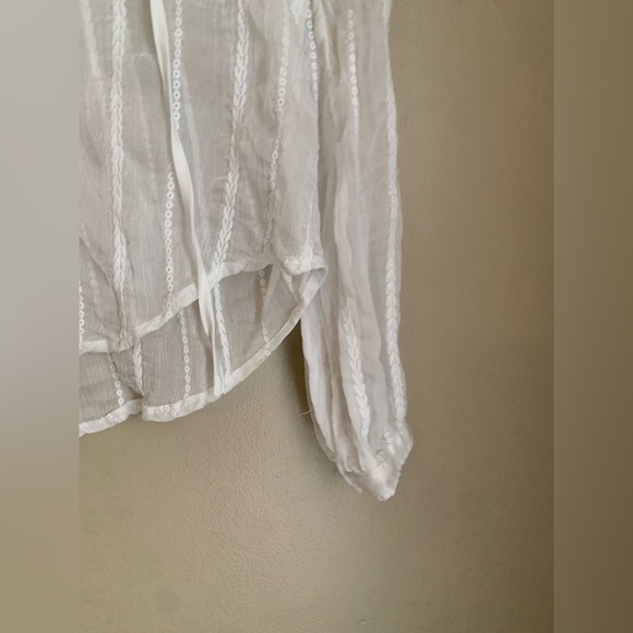 J.O.A Blouse top shirt sheer boho anthro inspired embroidered cottage Prairie - Picture 3 of 6